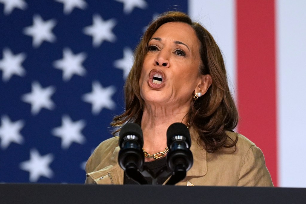 Democratic vice presidential nominee Kamala Harris speaks at the Cochise College Douglas campus in Douglas, Ariz., Friday, Sept. 27, 2024.